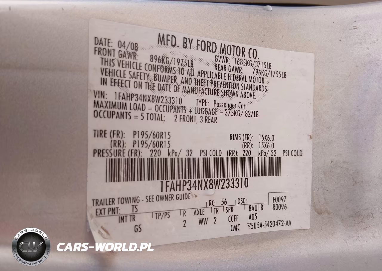 2008 Ford Focus S VIN:1FAHP34NX8W233310 - 9
