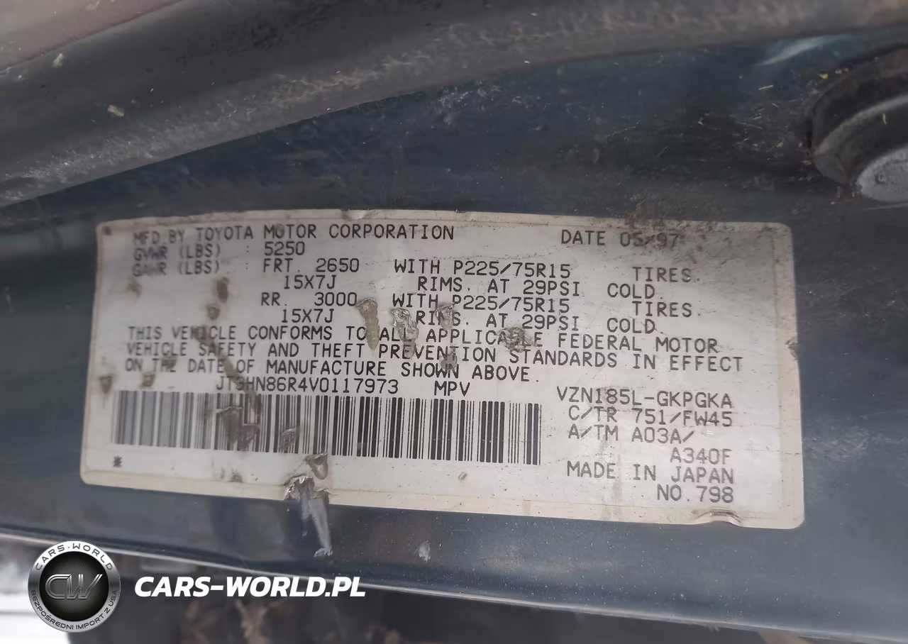 1997 Toyota 4Runner Sr5 V6 VIN:JT3HN86R4V0117973 - 9