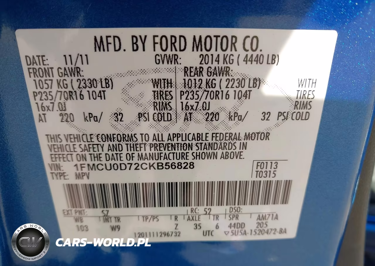 2012 Ford Escape Xlt VIN:1FMCU0D72CKB56828 - 9