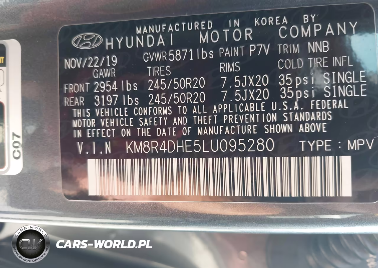 2020 Hyundai Palisade Sel VIN:KM8R4DHE5LU095280 - 9