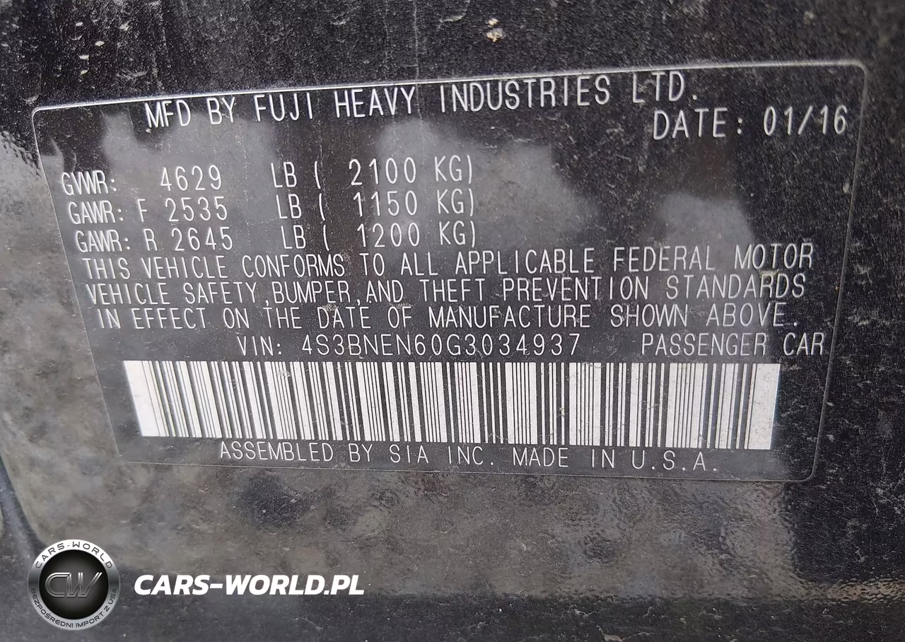 2016 Subaru Legacy 3.6R Limited VIN:4S3BNEN60G3034937 - 9