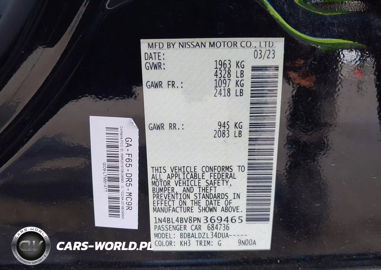 2023 Nissan Altima S Fwd VIN:1N4BL4BV8PN369465 - 9