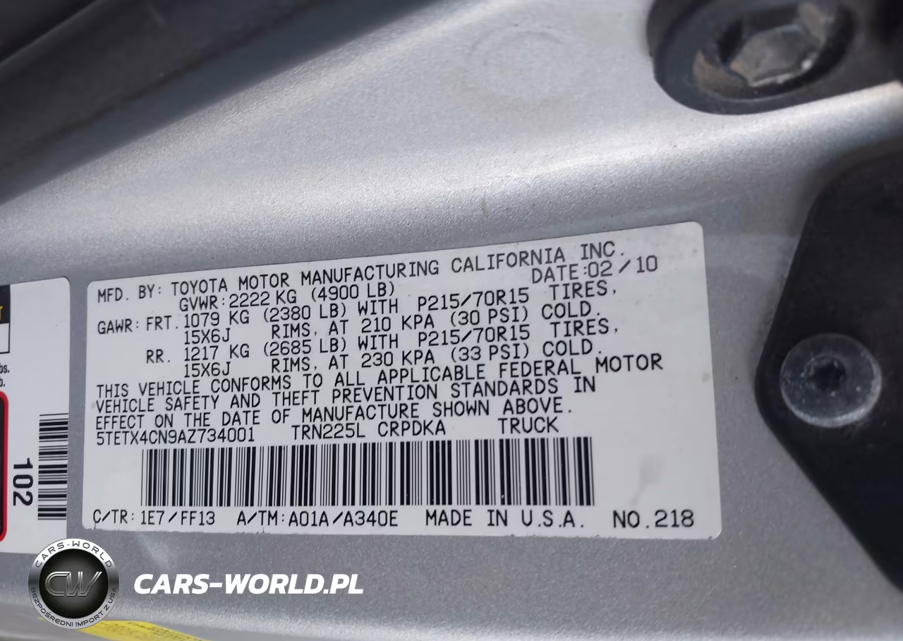 2010 Toyota Tacoma VIN:5TETX4CN9AZ734001 - 9