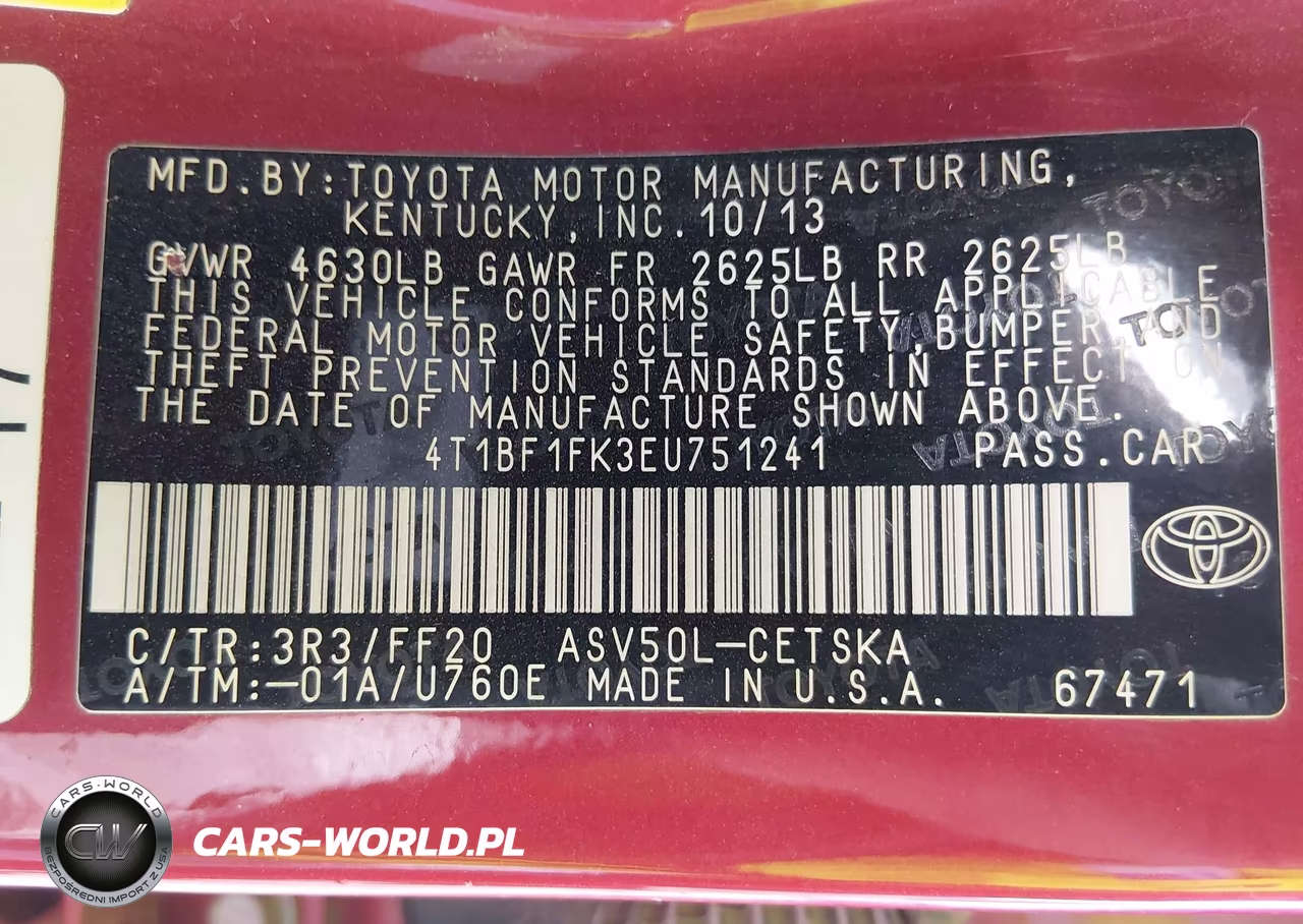 2014 Toyota Camry Se VIN:4T1BF1FK3EU751241 - 9