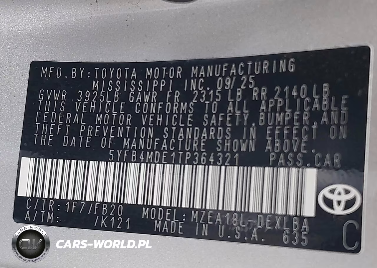 2026 Toyota Corolla Le VIN:5YFB4MDE1TP364321 - 9