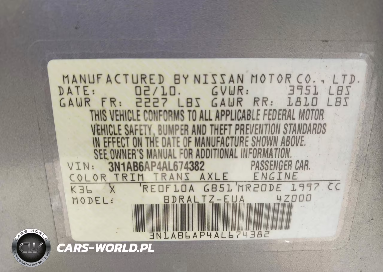 2010 Nissan Sentra 2.0S VIN:3N1AB6AP4AL674382 - 9