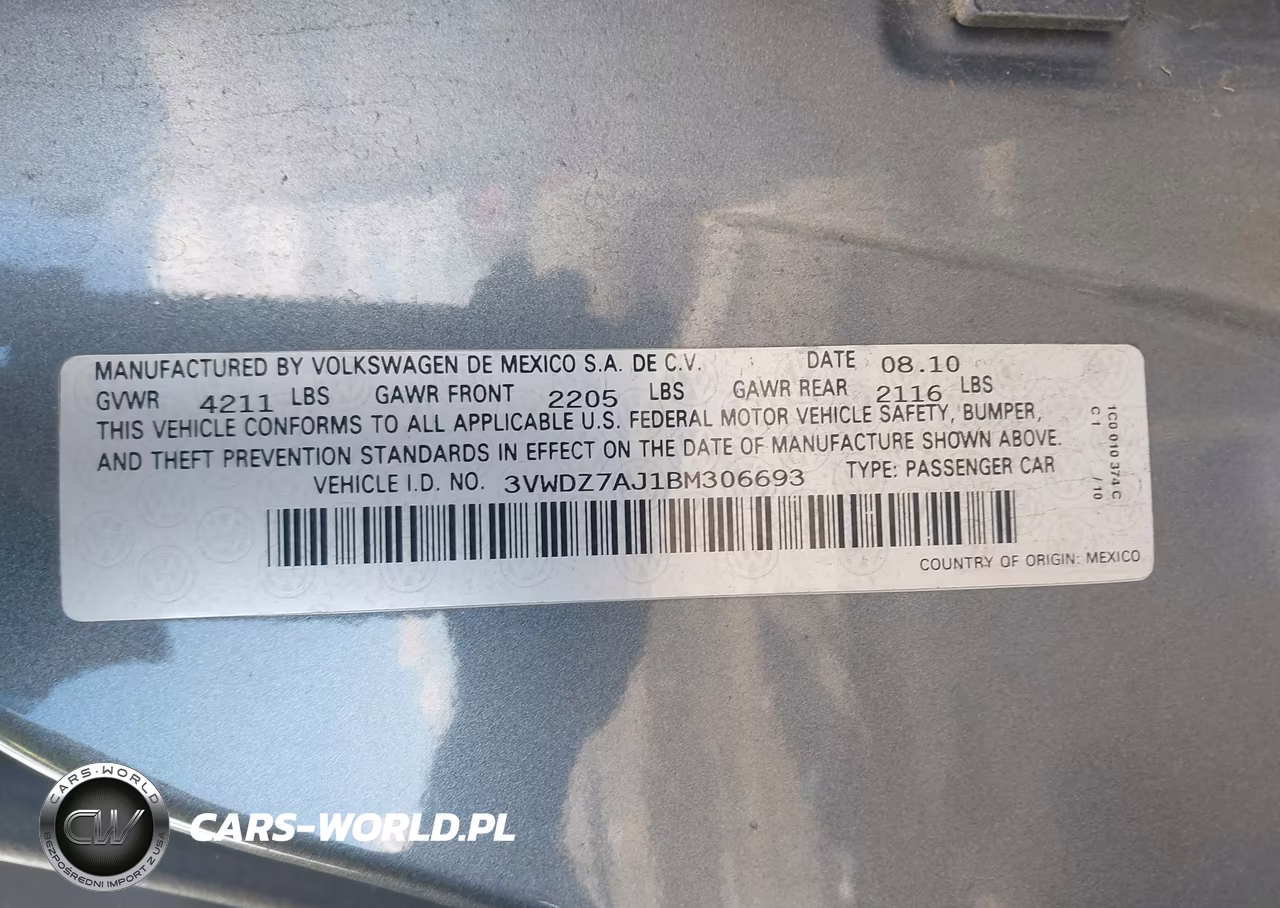 2011 Volkswagen Jetta 2.5L Se VIN:3VWDZ7AJ1BM306693 - 9