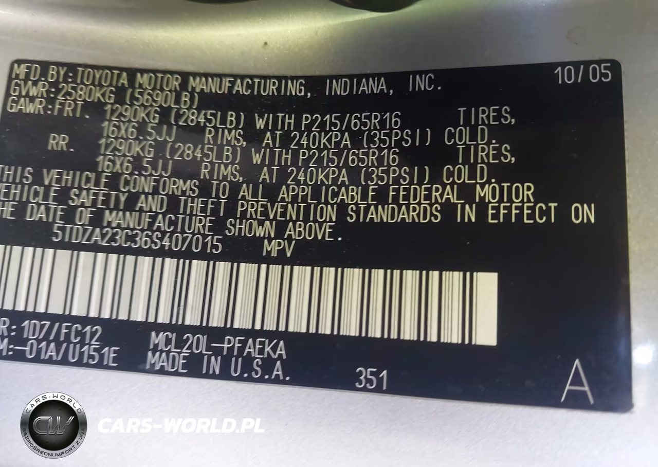 2006 Toyota Sienna Ce-Le VIN:5TDZA23C36S407015 - 9