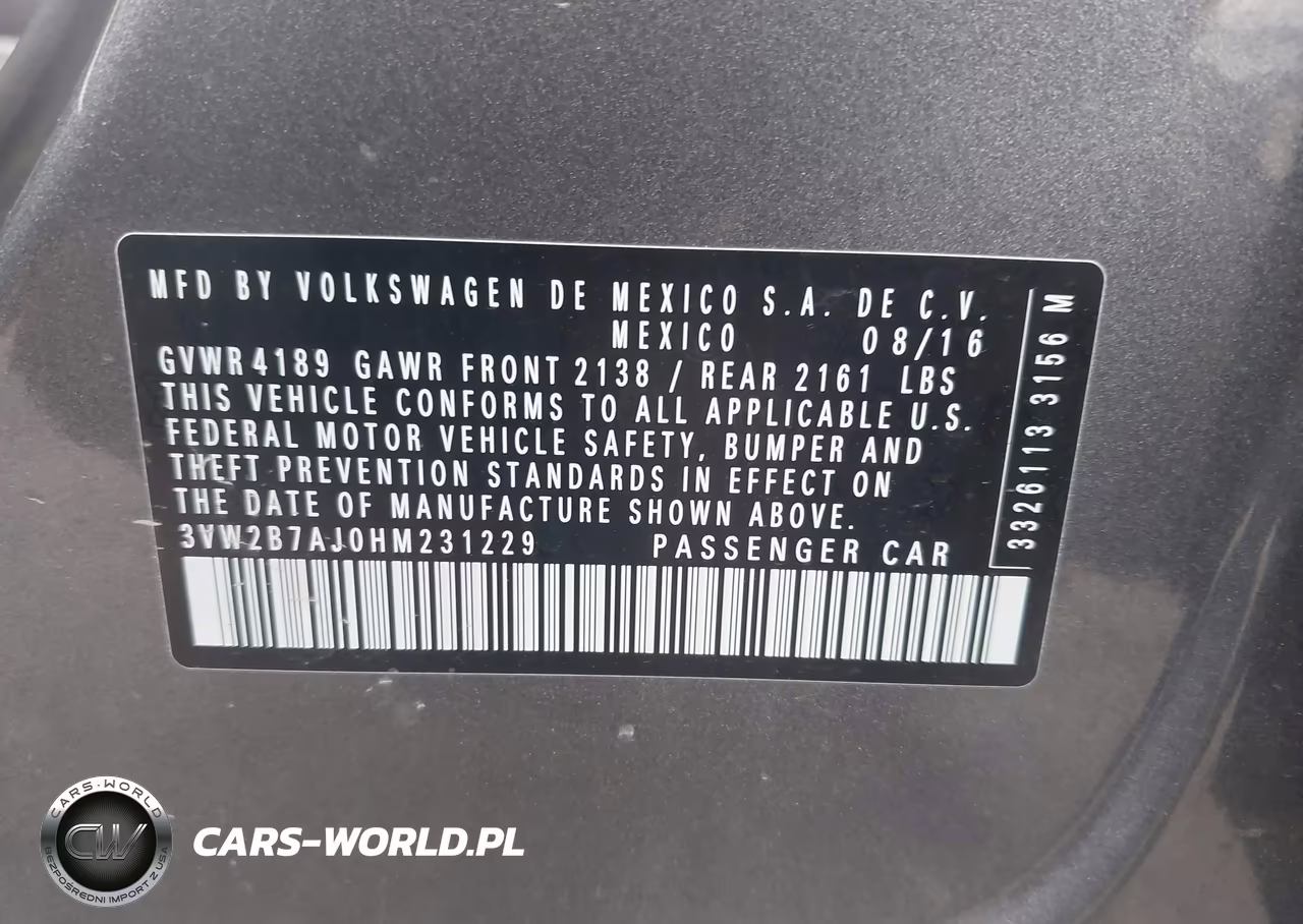 2017 Volkswagen Jetta 1.4T S VIN:3VW2B7AJ0HM231229 - 9