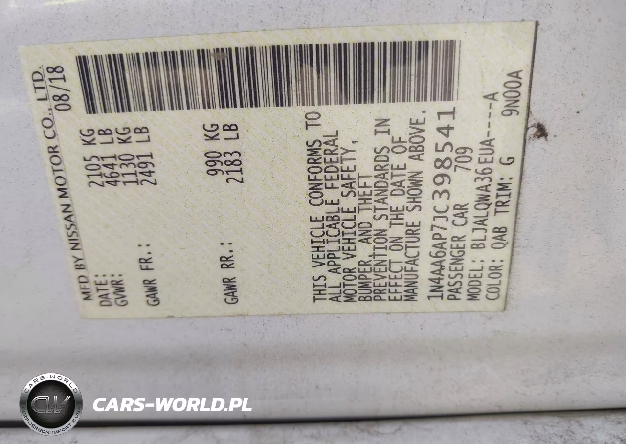 2018 Nissan Maxima 3.5 S VIN:1N4AA6AP7JC398541 - 9