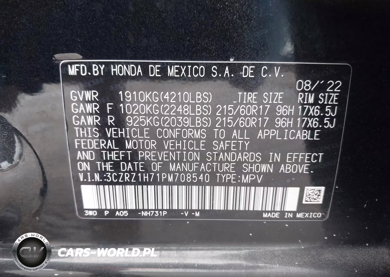 2023 Honda Hr-V 2Wd Ex-L VIN:3CZRZ1H71PM708540 - 9
