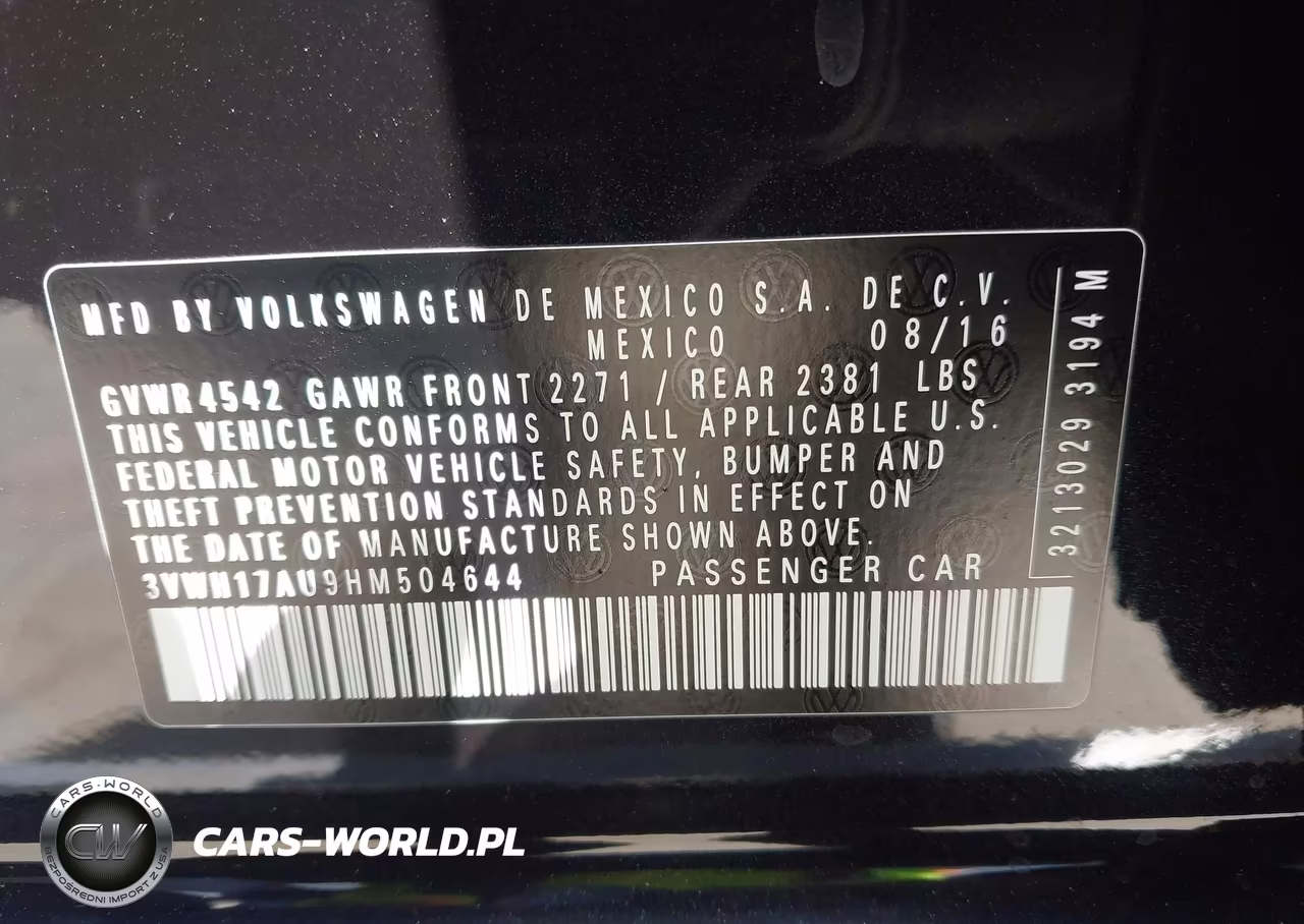 2017 Volkswagen Golf Alltrack Tsi Se VIN:3VWH17AU9HM504644 - 9