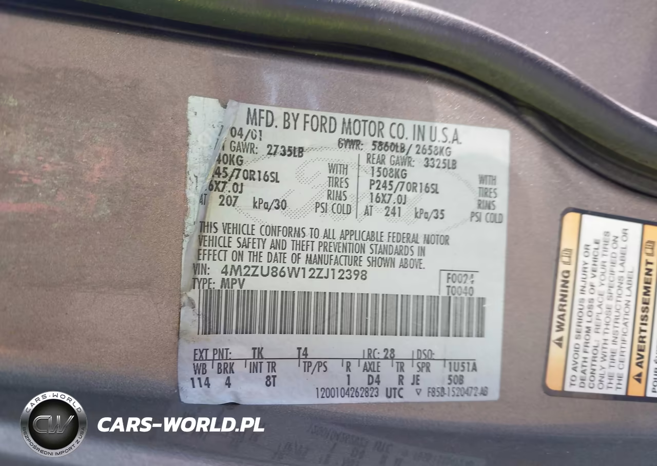 2002 Mercury Mountaineer VIN:4M2ZU86W12ZJ12398 - 9