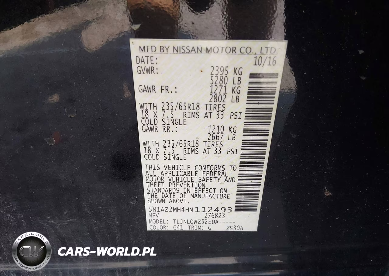 2017 Nissan Murano Sv VIN:5N1AZ2MH4HN112493 - 9
