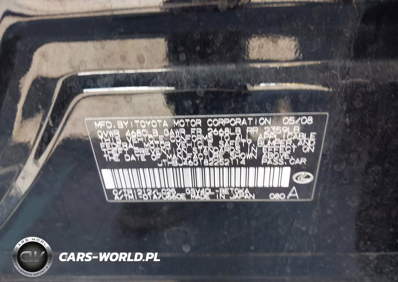 2008 Lexus Es 350 VIN:JTHBJ46G182252114 - 9
