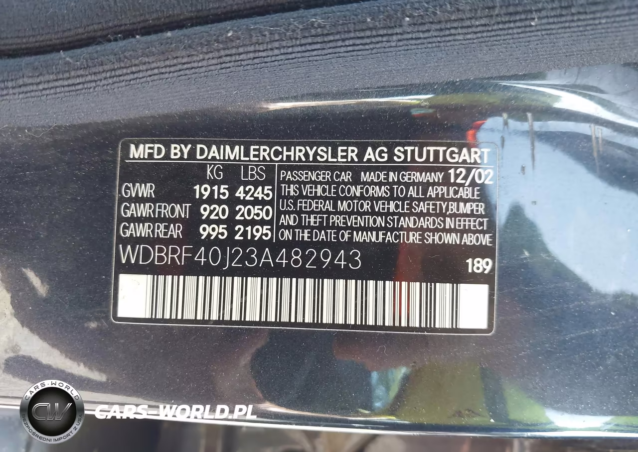 2003 Mercedes-Benz C 230 Kompressor Sport VIN:WDBRF40J23A482943 - 9