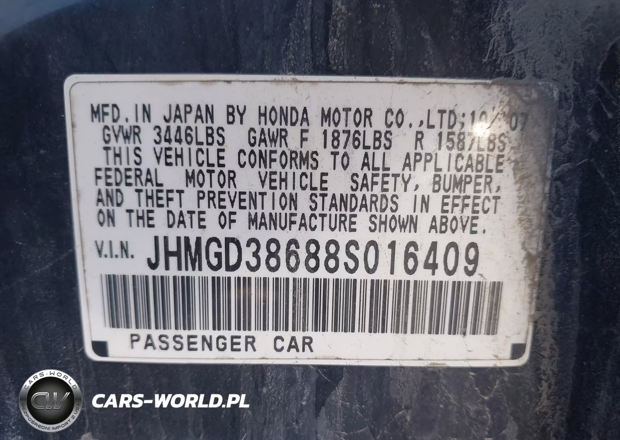 2008 Honda Fit Sport VIN:JHMGD38688S016409 - 9