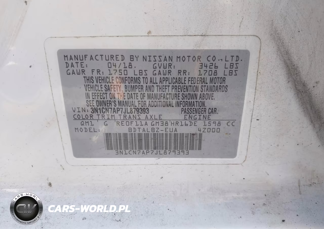 2018 Nissan Versa 1.6 Sv VIN:3N1CN7AP7JL879393 - 9