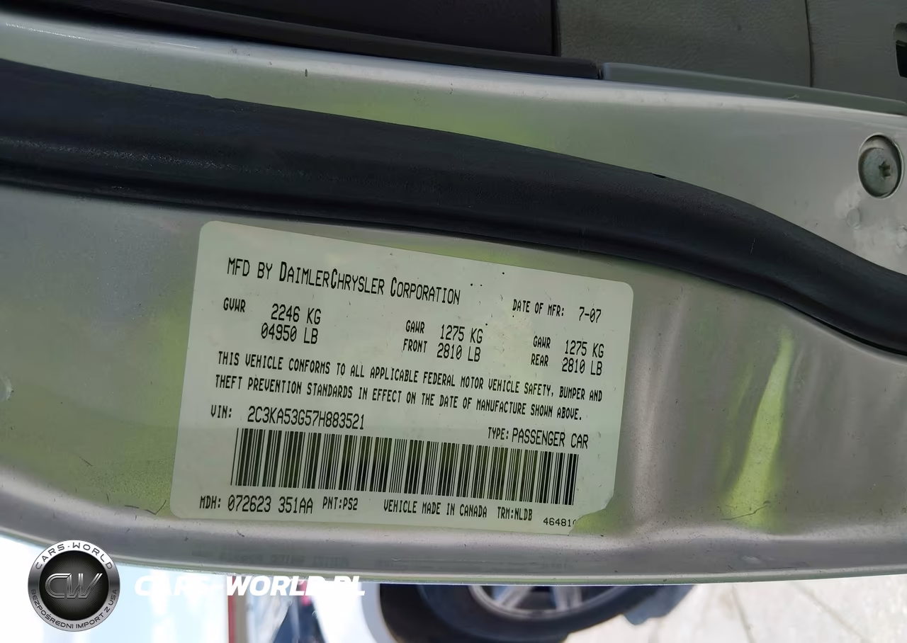 2007 Chrysler 300 Touring VIN:2C3KA53G57H883521 - 9