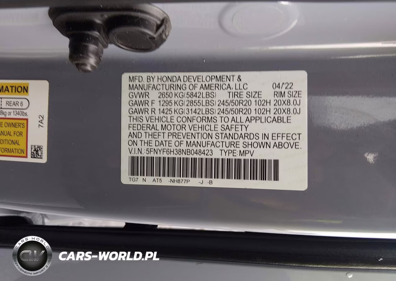 2022 Honda Pilot Awd Sport VIN:5FNYF6H38NB048423 - 9