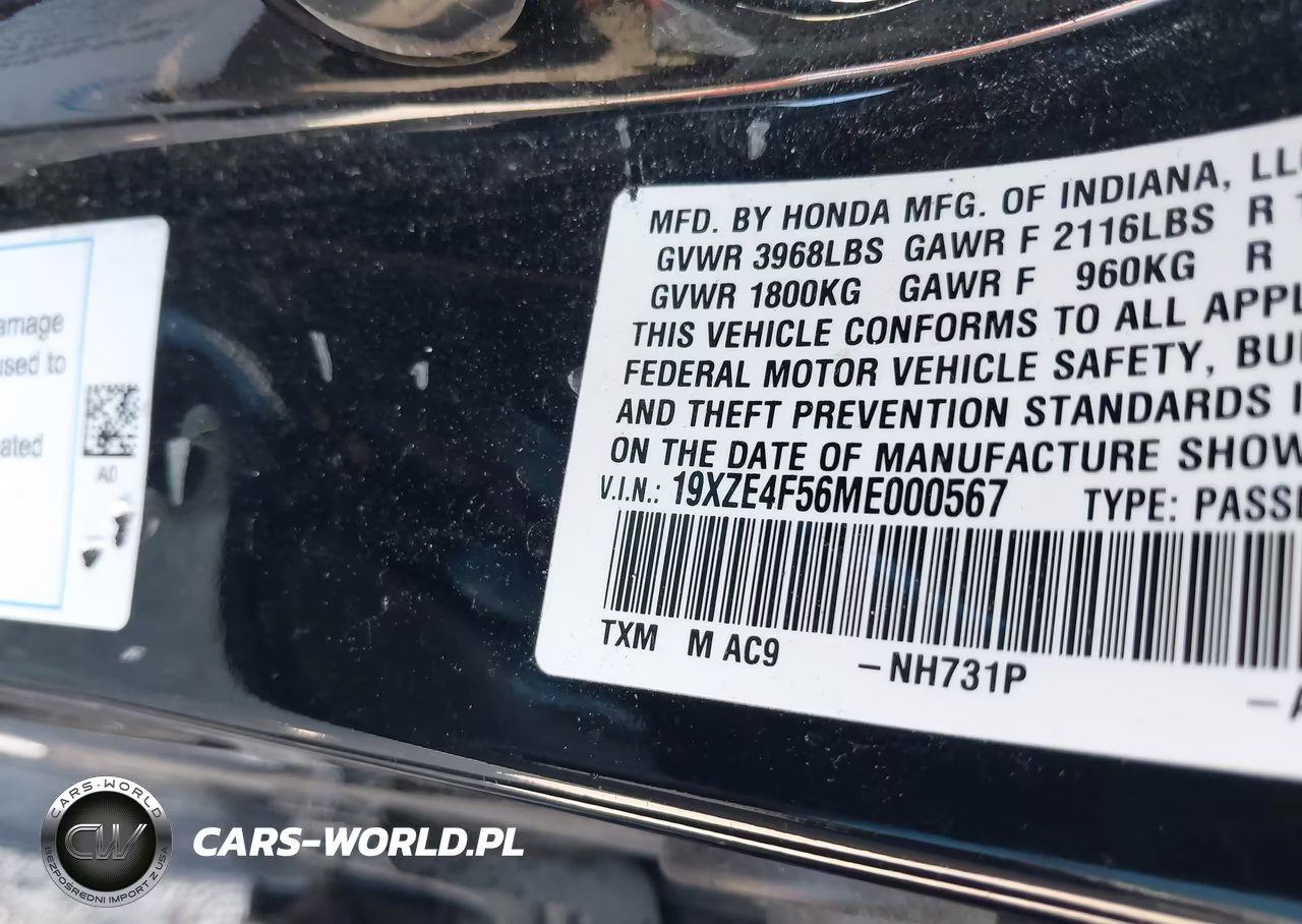 2021 Honda Insight Ex VIN:19XZE4F56ME000567 - 9