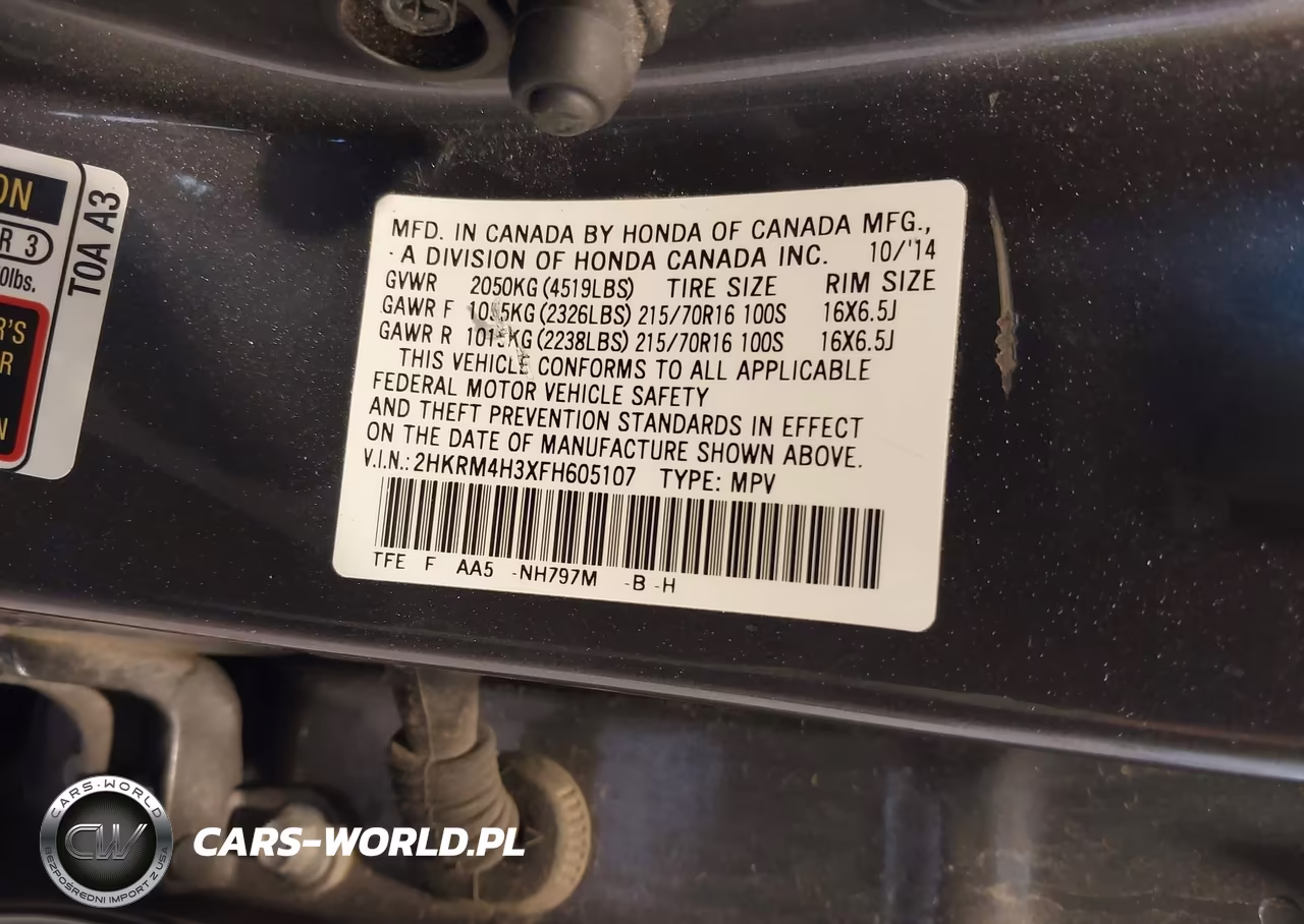 2015 Honda Cr-V Lx VIN:2HKRM4H3XFH605107 - 9