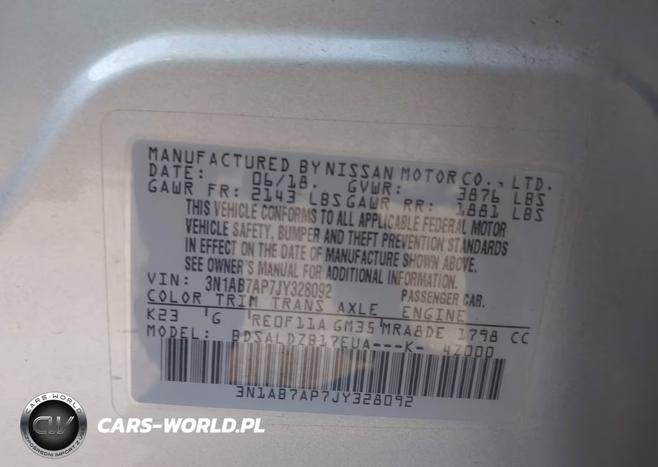 2018 Nissan Sentra Sv VIN:3N1AB7AP7JY328092 - 9