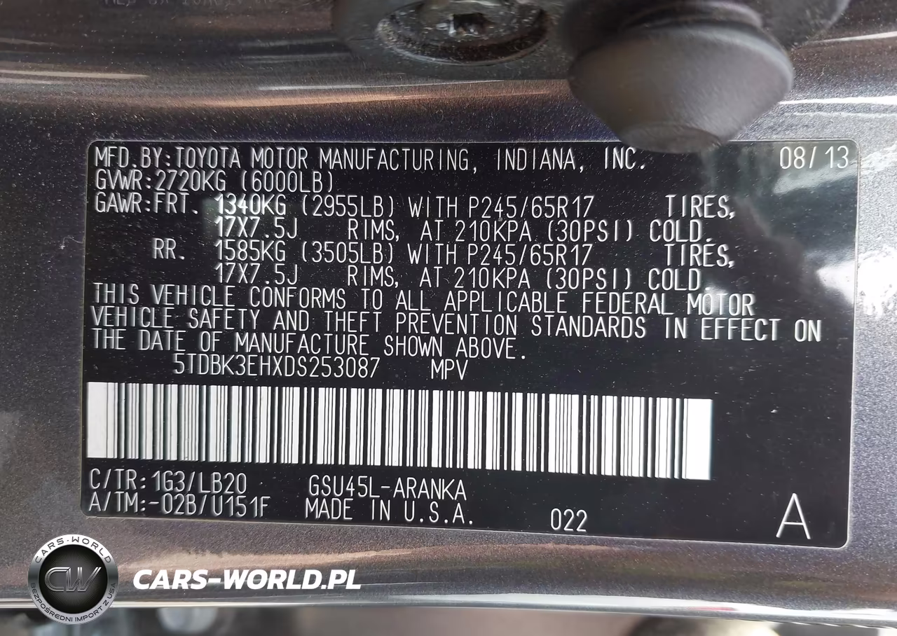 2013 Toyota Highlander Se V6 VIN:5TDBK3EHXDS253087 - 9