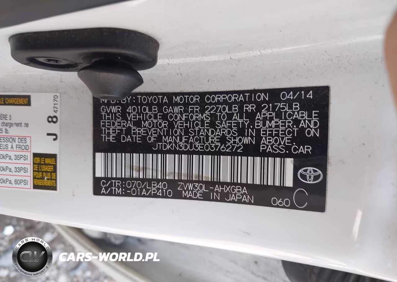 2014 Toyota Prius VIN:JTDKN3DU3E0376272 - 9
