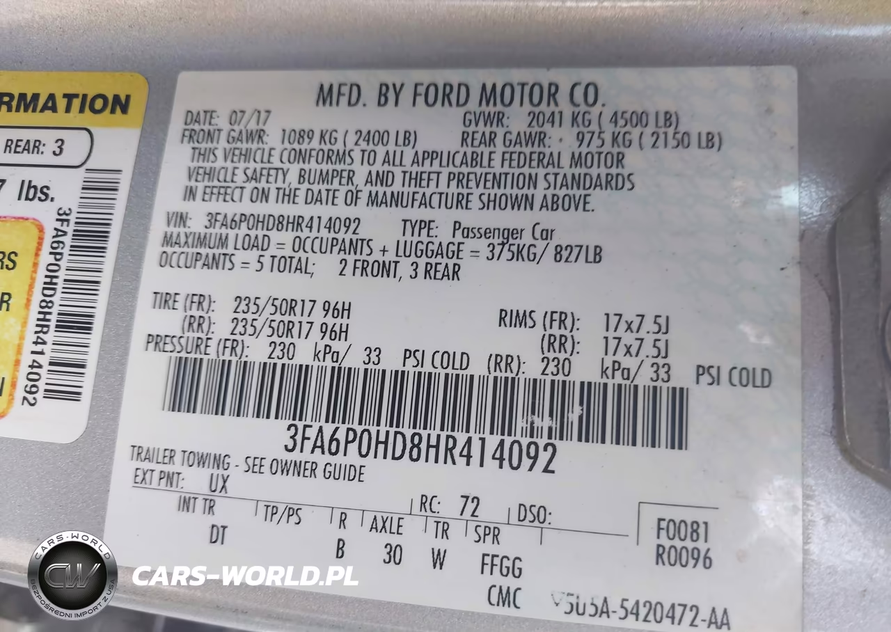2017 Ford Fusion Se VIN:3FA6P0HD8HR414092 - 9