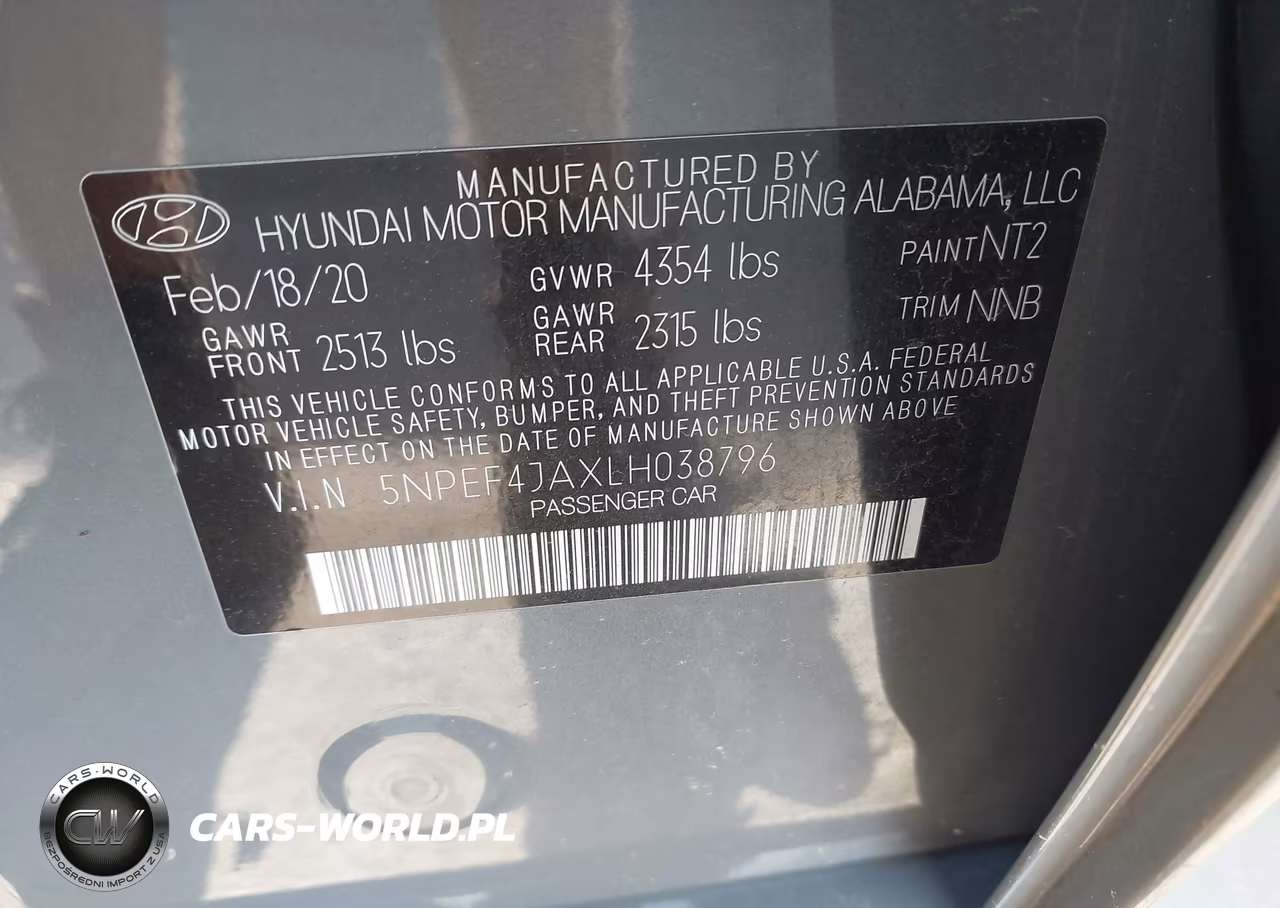 2020 Hyundai Sonata Sel VIN:5NPEF4JAXLH038796 - 9
