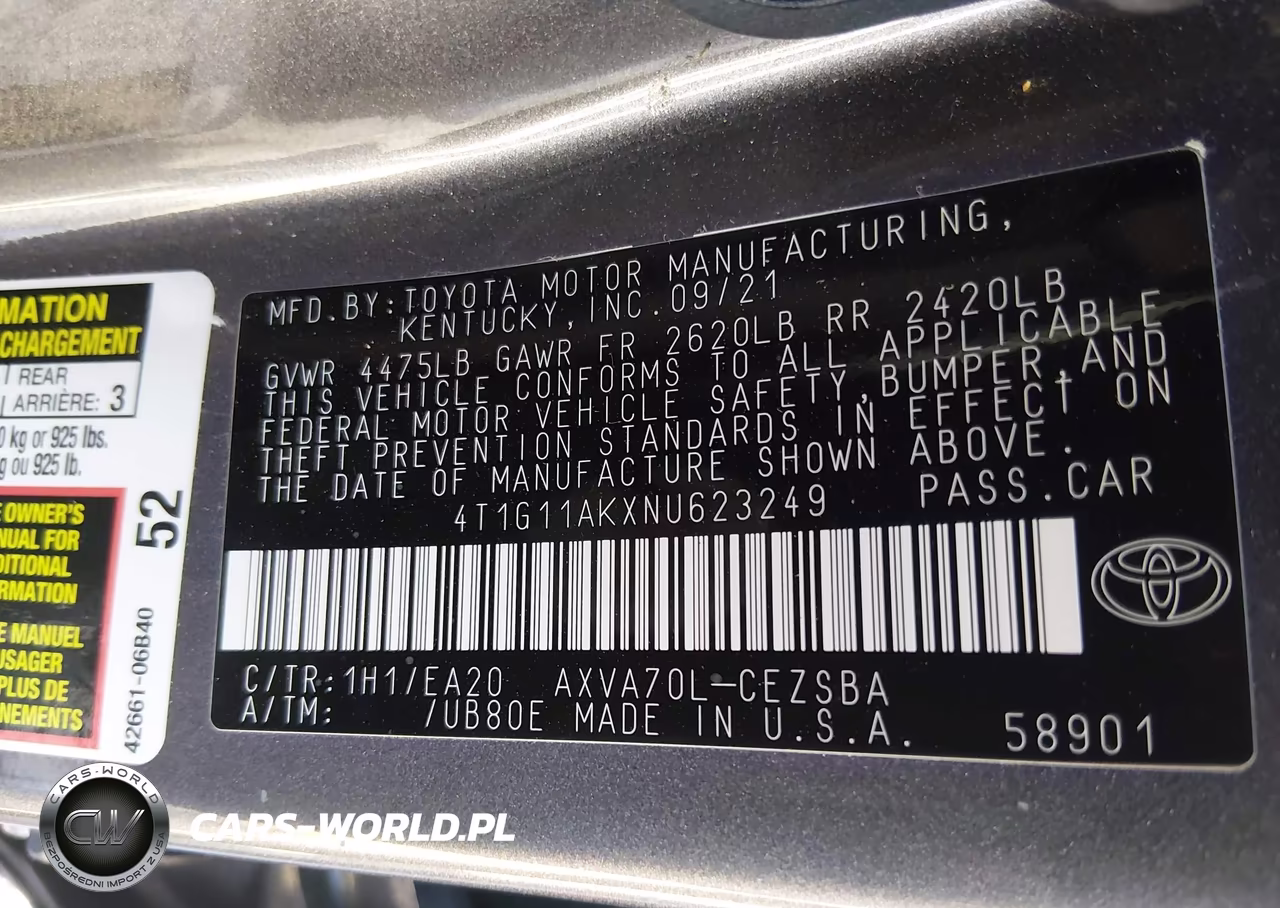 2022 Toyota Camry Se VIN:4T1G11AKXNU623249 - 9