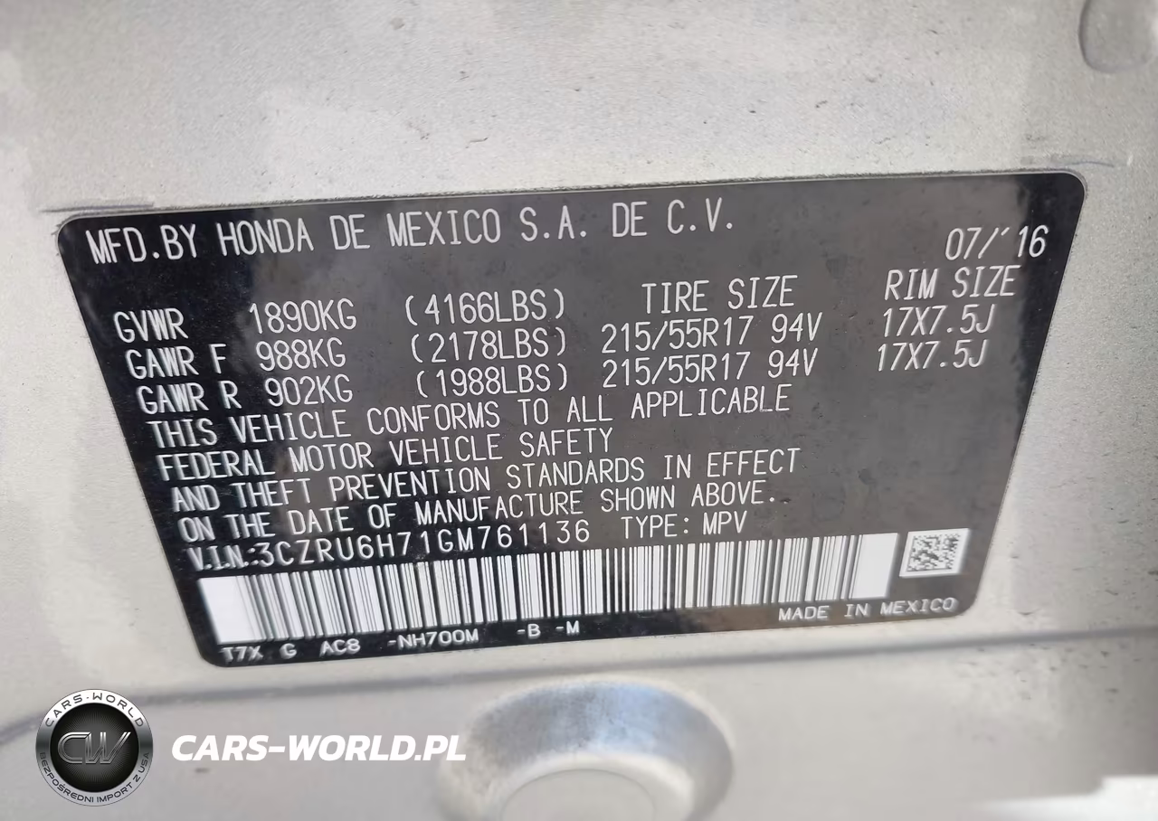 2016 Honda Hr-V Ex-L VIN:3CZRU6H71GM761136 - 9