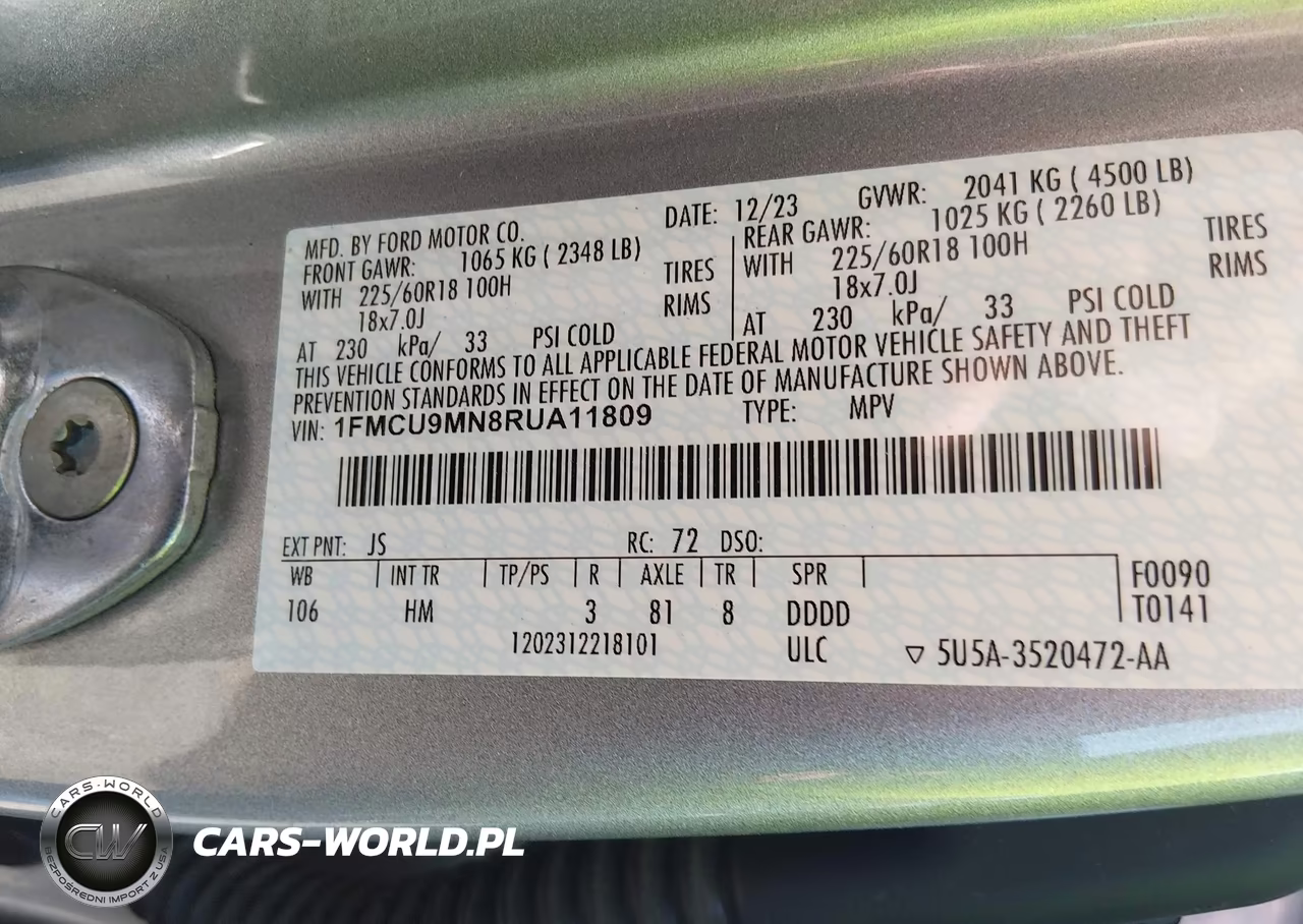 2024 Ford Escape St-Line VIN:1FMCU9MN8RUA11809 - 9