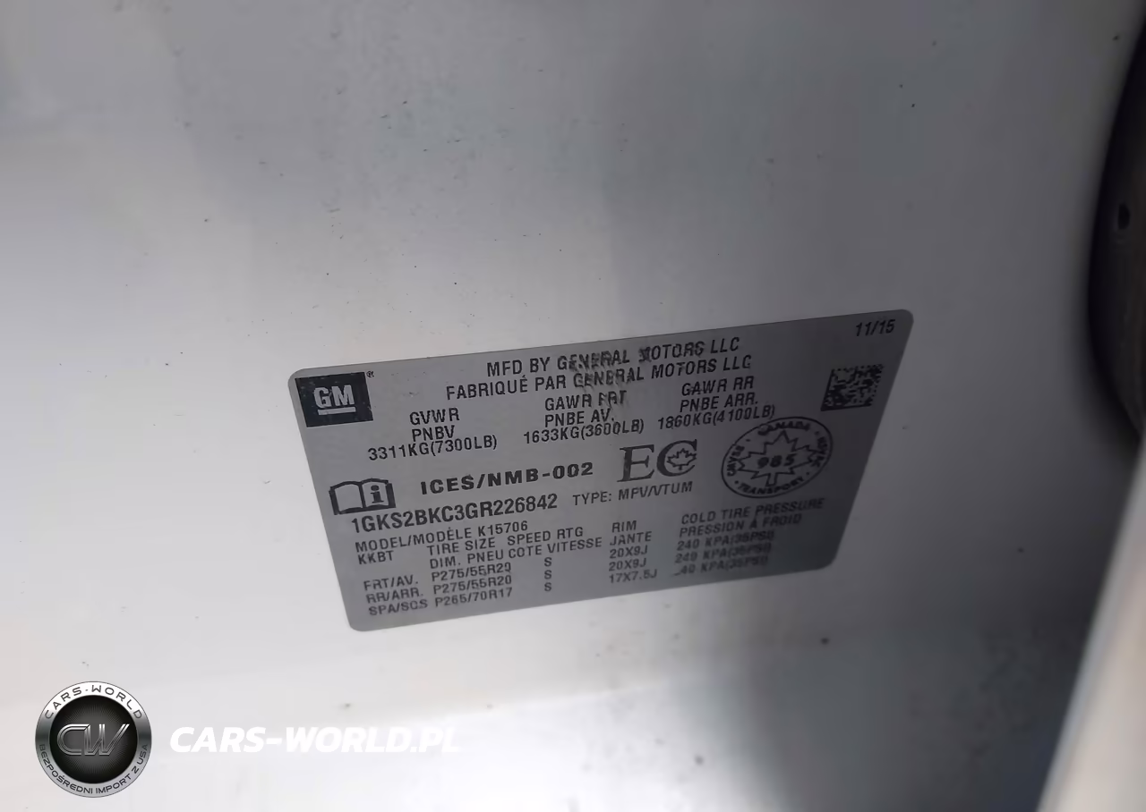 2016 GMC Yukon Slt VIN:1GKS2BKC3GR226842 - 9