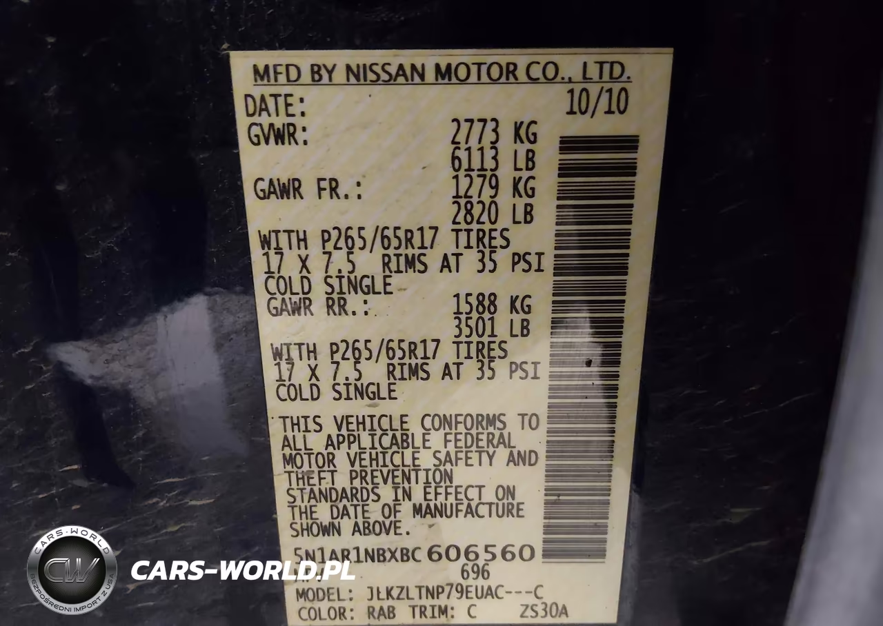 2011 Nissan Pathfinder Sv VIN:5N1AR1NBXBC606560 - 9