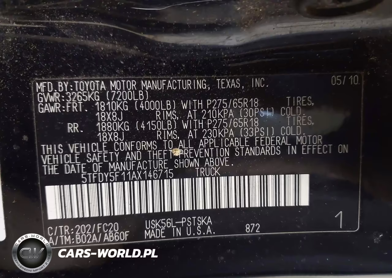 2010 Toyota Tundra Grade 5.7L V8 VIN:5TFDY5F11AX146715 - 9