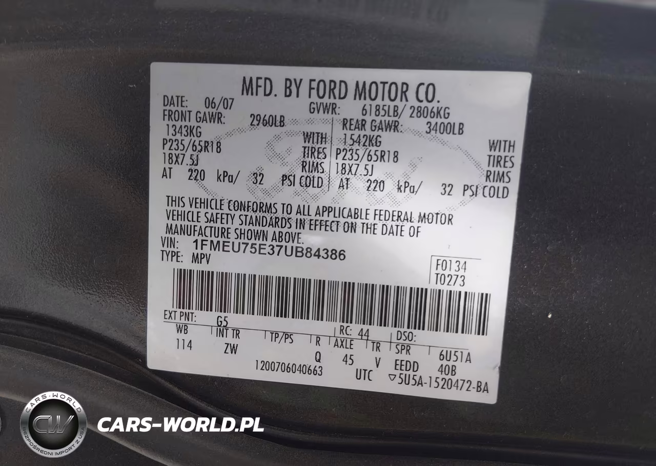 2007 Ford Explorer Limited VIN:1FMEU75E37UB84386 - 9