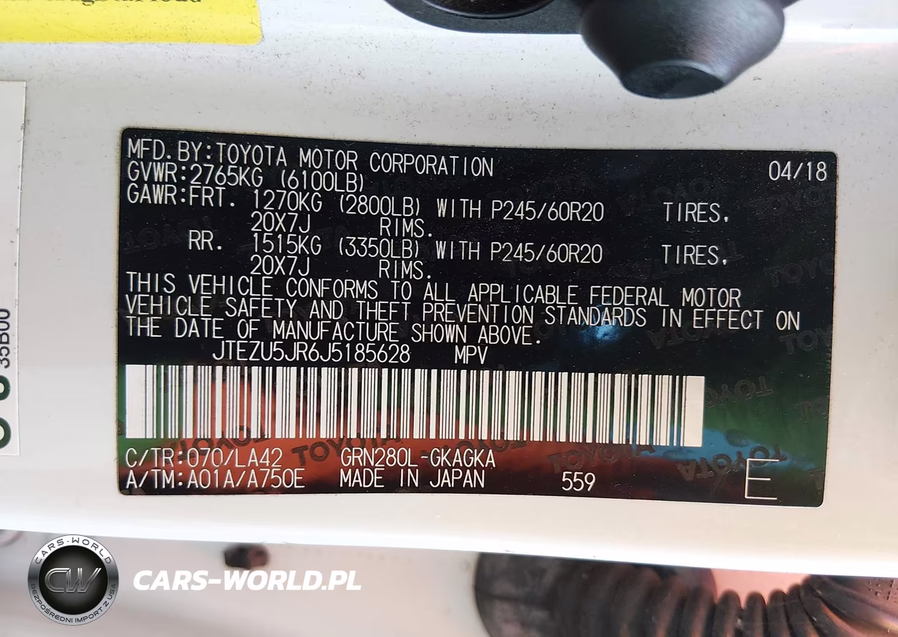 2018 Toyota 4Runner Limited VIN:JTEZU5JR6J5185628 - 9