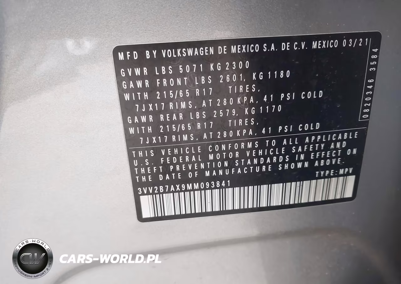 2021 Volkswagen Tiguan VIN:3VV2B7AX9MM093841 - 9