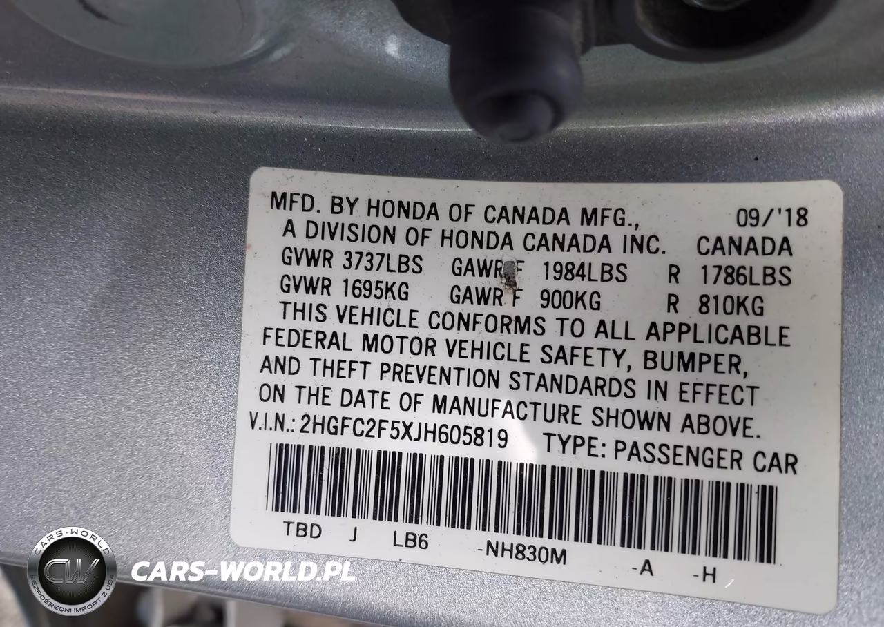 2018 Honda Civic Lx VIN:2HGFC2F5XJH605819 - 9