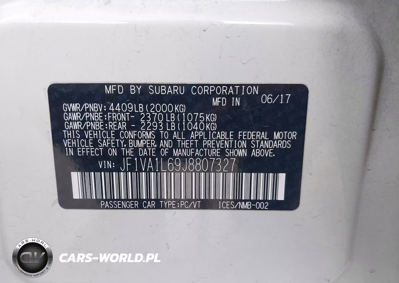 2018 Subaru Wrx Limited VIN:JF1VA1L69J8807327 - 9
