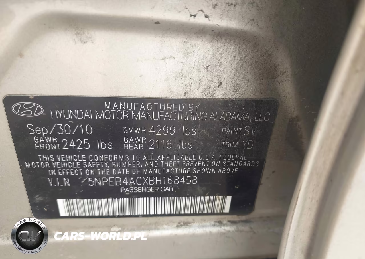 2011 Hyundai Sonata Gls VIN:5NPEB4ACXBH168458 - 9
