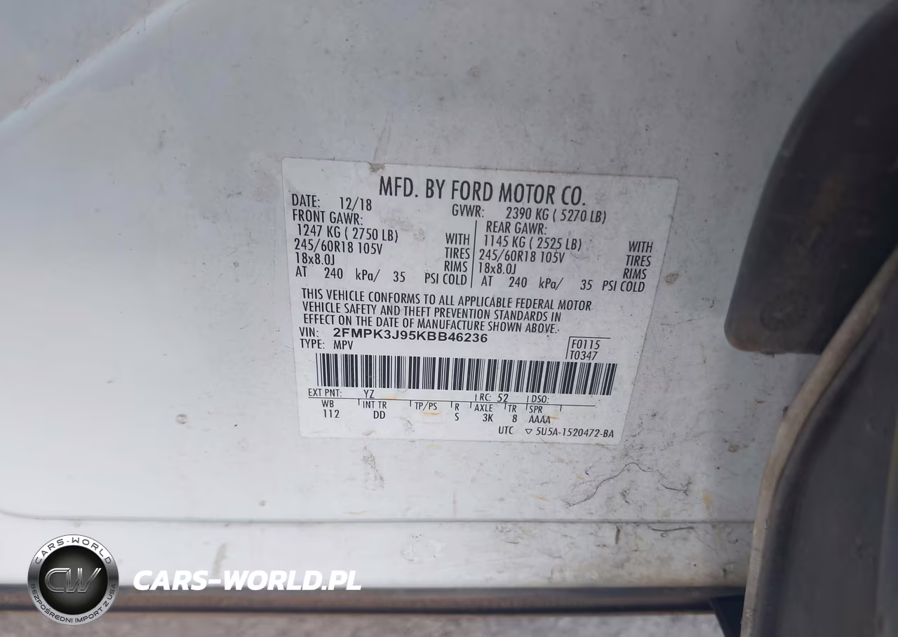 2019 Ford Edge Sel VIN:2FMPK3J95KBB46236 - 9