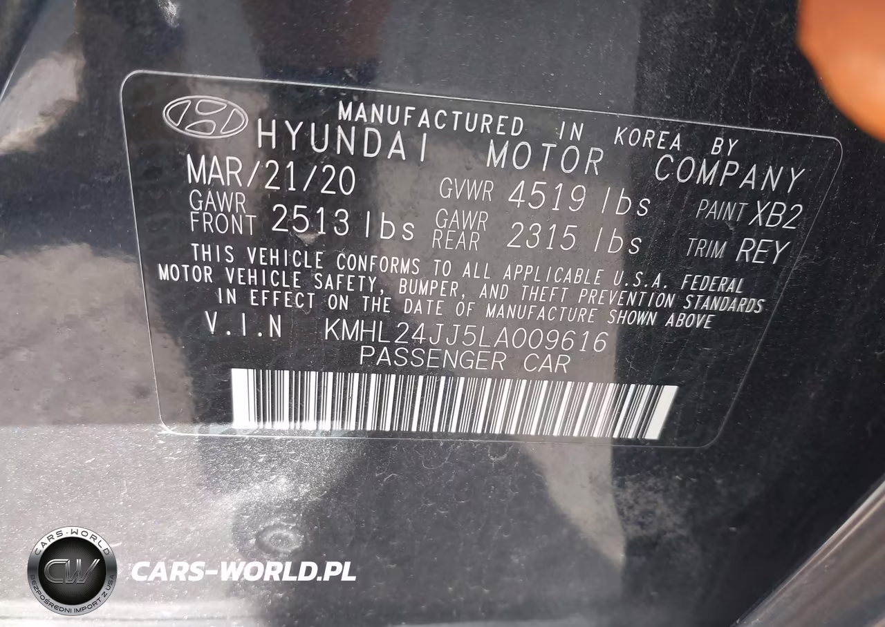 2020 Hyundai Sonata Hybrid Blue VIN:KMHL24JJ5LA009616 - 9