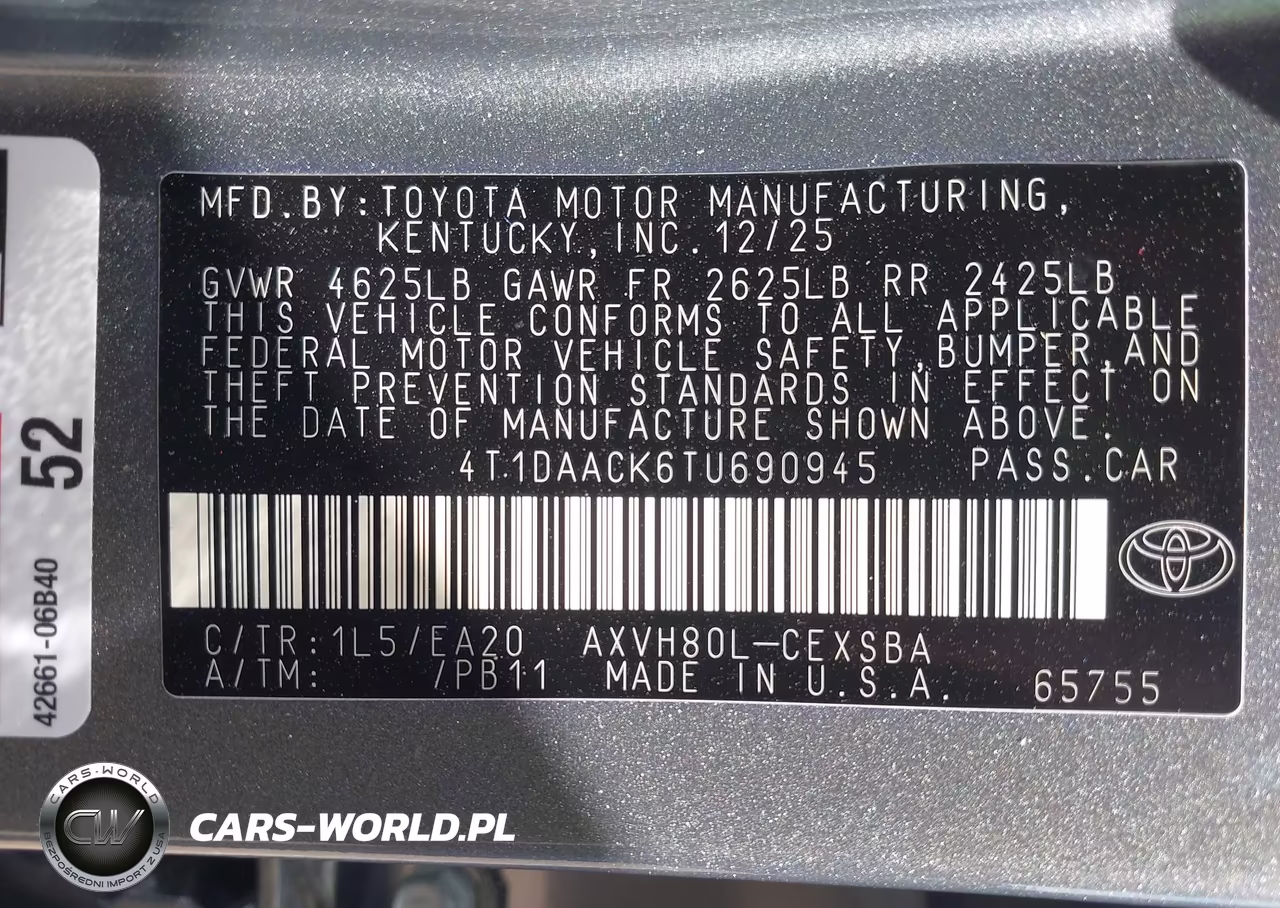 2026 Toyota Camry Se VIN:4T1DAACK6TU690945 - 9