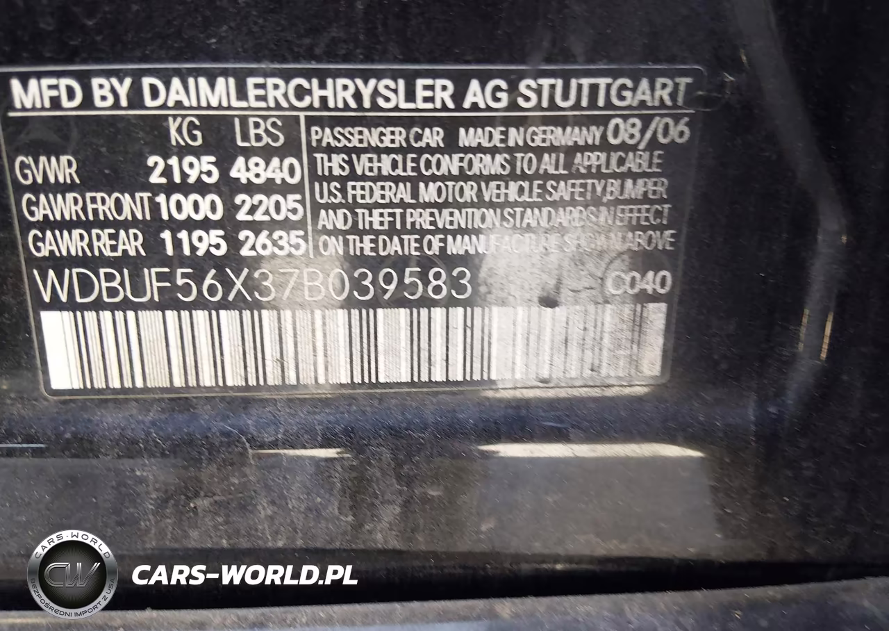 2007 Mercedes-Benz E 350 VIN:WDBUF56X37B039583 - 9