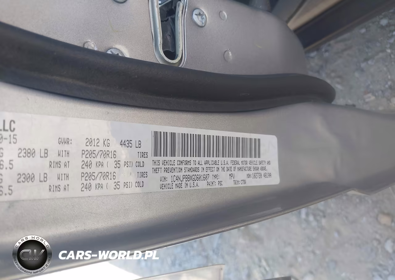 2016 Jeep Patriot Sport VIN:1C4NJPBBXGD601607 - 9