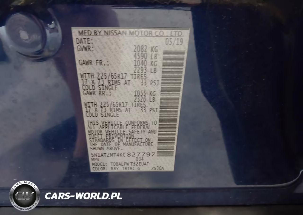 NISSAN ROGUE S VIN:5N1AT2MT4KC827797 - 9