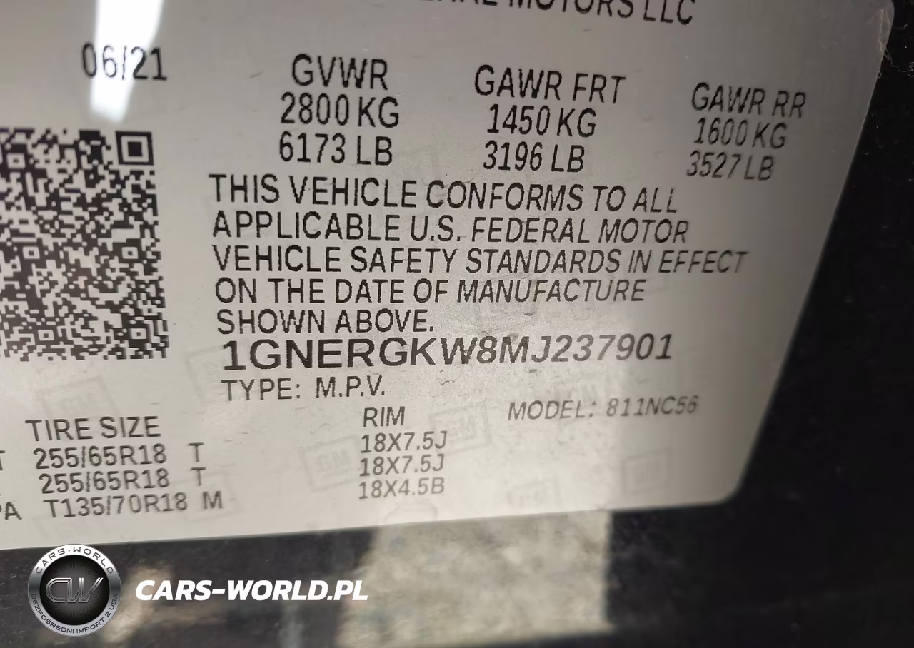 2021 Chevrolet Traverse Fwd Lt Cloth VIN:1GNERGKW8MJ237901 - 9
